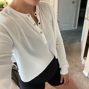 Urban Outfitters White Cropped Henley